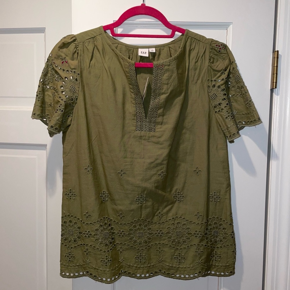 Green Eyelet Lace Blouse